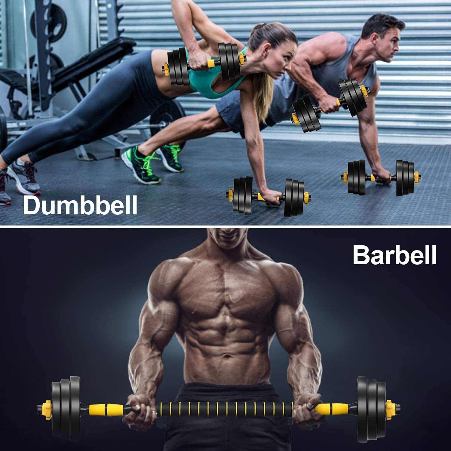 "Ultimate Adjustable Dumbbells Set: Transform Your Home Gym with 110 Lbs of Free Weights, 2-In-1 Dumbbell Barbell Lifting Set for the Perfect Workout!"